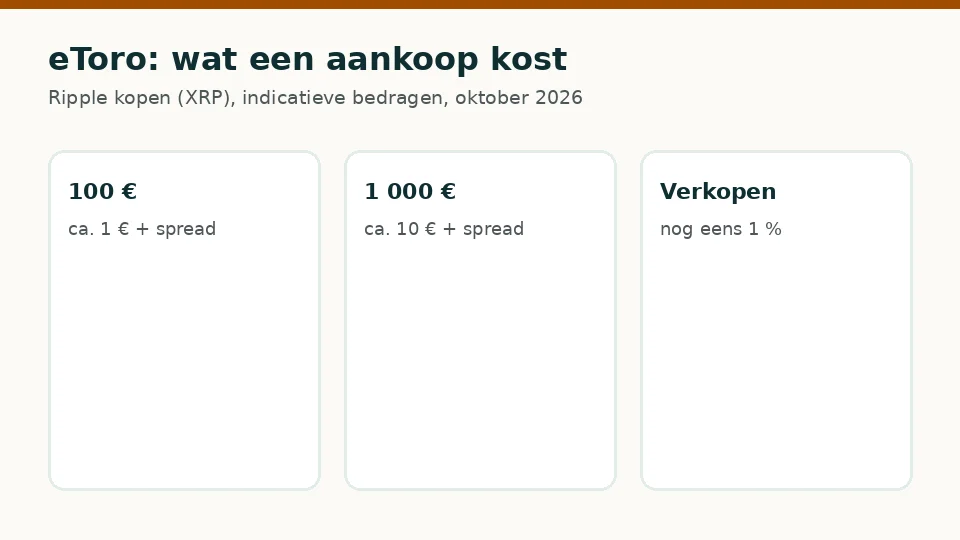 eToro: indicatieve kosten voor een aankoop van 100 € en 1 000 €