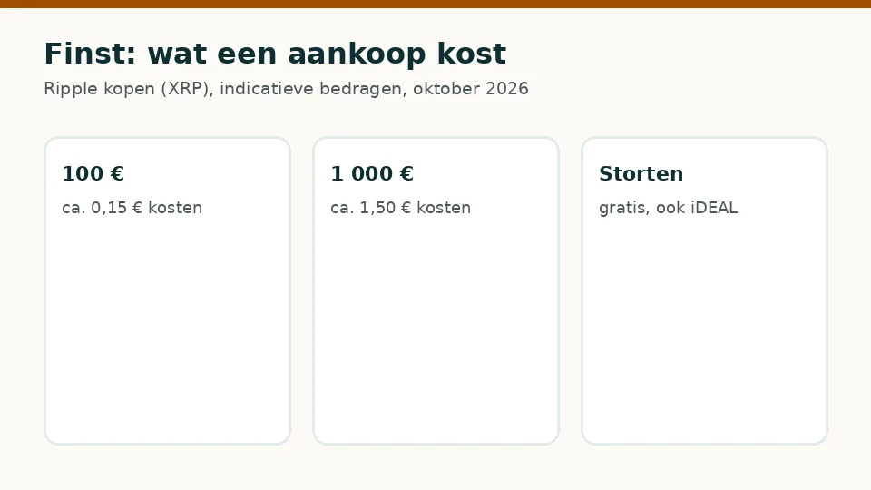 Finst: indicatieve kosten voor een aankoop van 100 € en 1 000 €