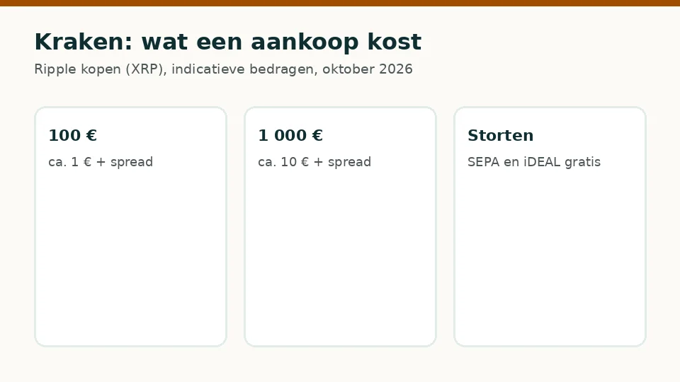 Kraken: indicatieve kosten voor een aankoop van 100 € en 1 000 €