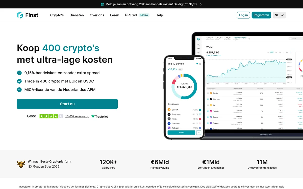 Homepage van Finst op de computer – Ripple kopen bij Finst